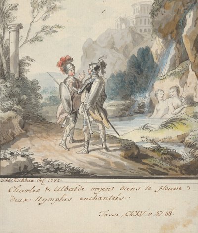 Carlo og Ubaldo motstår fortryllelsene til Armidas nymfer fra Torquato..., 1782. av Johann Heinrich Tischbein