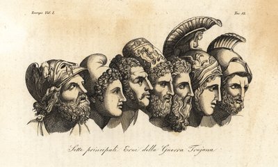 Byster av syv viktigste helter fra den trojanske krigen av Johann Heinrich Wilhelm (after) Tischbein