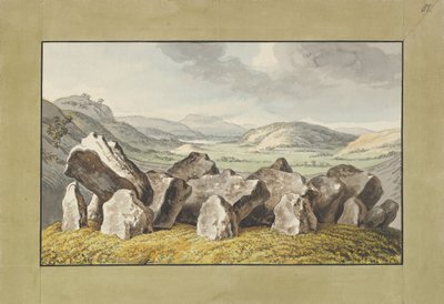 En forhistorisk steinsirkel på en haug, et omfattende landskap bortenfor, midten av 1700-begynnelsen av 1800-tallet. av Johann Heinrich Wilhelm Tischbein