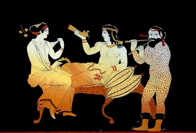 Dionysius deltatt av en Maenad og en satyr som spiller en Aulos c.1796 (Kobberplategravering) av Johann Heinrich Wilhelm Tischbein