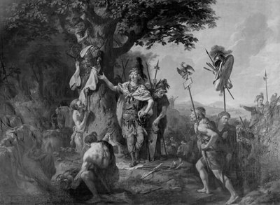 Hermann feirer seier etter slaget i Teutoburgerskogen av Johann Heinrich Wilhelm Tischbein