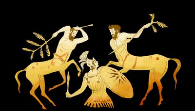 Theseus kjemper mot kentaurene ved Pirithous bryllup til Hippodamia, ca. 1796 (kobberstikk) av Johann Heinrich Wilhelm Tischbein