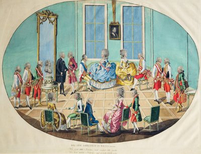 Nyttårsfeiring i Wien i 1782, 1783 (kobberstikk med wc) av Johann Hieronymus Loeschenkohl