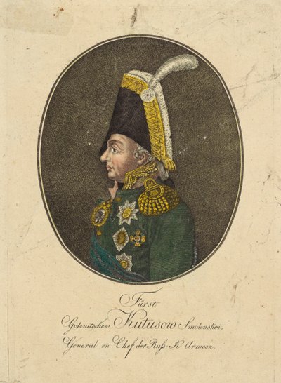 Portrett av feltmarskalk prins Mikhail Kutuzov 1745-1813, ca. 1790. av Johann Hieronymus Loeschenkohl