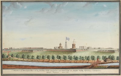 Prospekt fra Fort St George av Johann Jacob Ludewig Rothmeyer