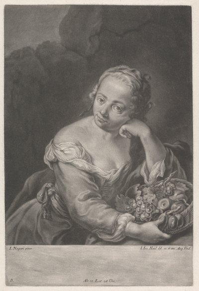 Kvinne med en kurv med frukt av Johann Jacobus Haid