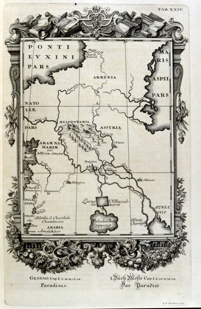 Kobberstikk fra 'Physica Sacra' av den sveitsiske lærde. Johann Jakob Scheuchzer av Johann Jakob Scheuchzer