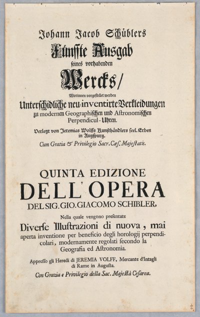 Femte utgave av hans planlagte arbeid ... av Johann Jakob Schübler