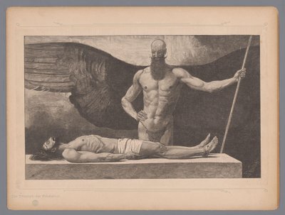 Kristus i sarkofagen med en engel Der Triumph der Finsternis (tittel på objekt) Syv mystiske scener (serietittel) av Johann Jakob Weber