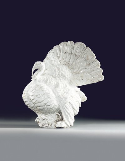 Meissen-modell av en kalkunhane, ca. 1733 (keramikk) av Johann Joachim (after) Kändler