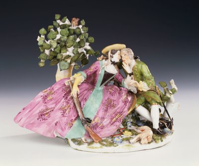 En Meissen krinolingruppe av resten under saken, ca. 1745 (porselen) av Johann Joachim Kaendler