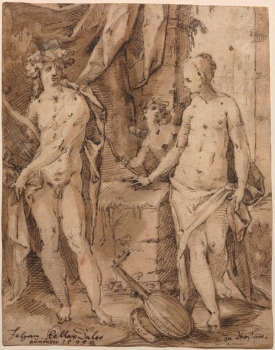Apollo med Erato og Amor, 1595. av Johann Kellerthaler