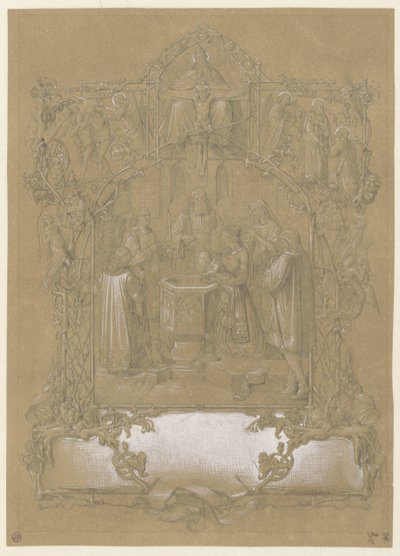 Design til dåpskort av Johann Klein (attributed to)