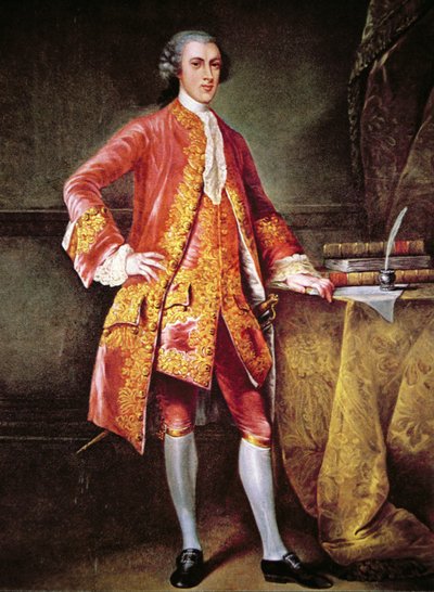 Portrett av Frederick Calvert (farge litho) av Johann Ludwig (after) Tietz