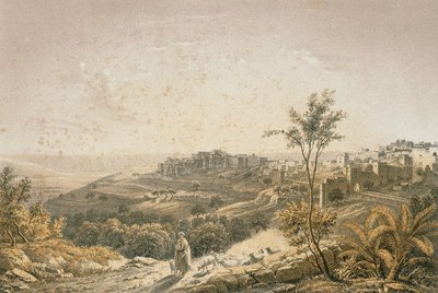 Utsikt over Jerusalem. Etsning av Bernatz et alii - Steinkopk J.F. Redaktør av Johann Martin Bernatz