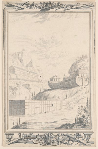 Studie for Noahs ark, plate 40, Physica Sacra av Johann Melchior Füssli