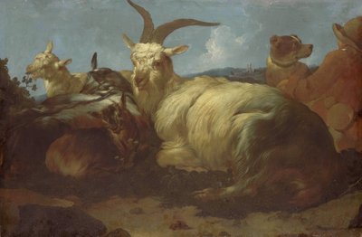 En geitegjerde som ser på dyrene sine av Johann Melchior Roos