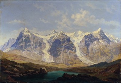 Wetterhorn, Mettenberg og Eiger med de to Grindelwald-breene i mellom av Johann Michael Sattler