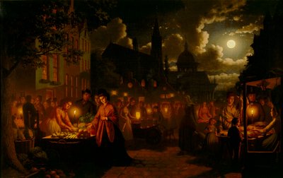 Månebelyst marked, 1874 av Johann Mongels Culverhouse