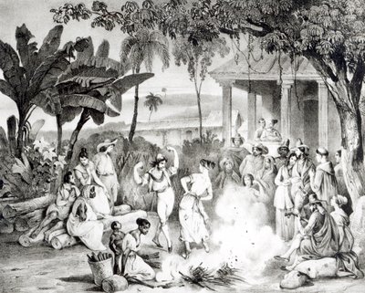 Landu Dance, gravert av Victor Adam og Monthellier (litho) (bw-bilde) av Johann Moritz Rugendas