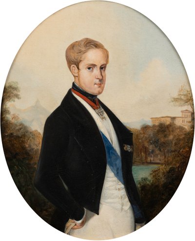 Portrett av keiser Peter II av Brasil 1825-1891, 1846. av Johann Moritz Rugendas