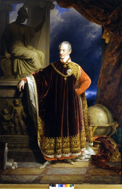 Portrett av prins Clemens (Clement) Wenzel Lothar von Metternich (1773-1859), østerriksk statsmann og diplomat, maleri av J.N.Ender av Johann Nepomuk Ender