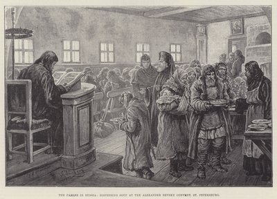 Hungersnøden i Russland, serverer suppe ved Alexander Nevsky-klosteret, St. Petersburg av Johann Nepomuk Schonberg