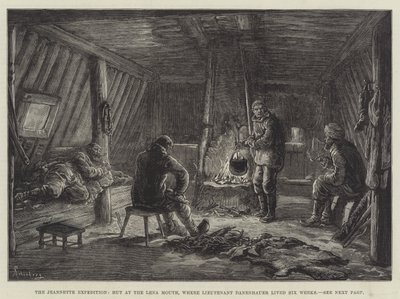 Jeannette-ekspedisjonen, hytta ved Lena-munnen, der løytnant Danenhauer bodde i seks uker av Johann Nepomuk Schonberg