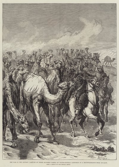 Krigen i Soudan, fangst av tre hundre kameler av generalmajor Sartorius i en rekognosering fra Souakim av Johann Nepomuk Schonberg