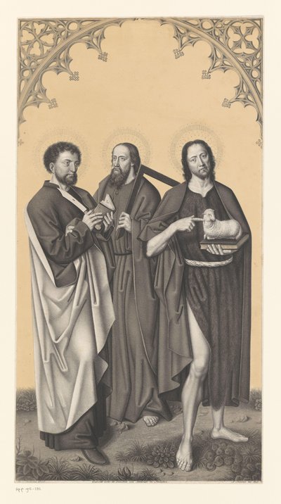 Saint Bartholomew, Thomas og døperen Johannes Verk fra samlingen til brødrene Boisserée (serietittel) Galerie des Frères Boisserée (serietittel) av Johann Nepomuk Strixner