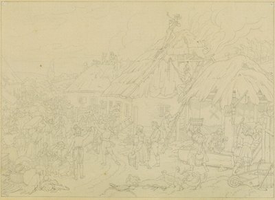 brann i landsbyen av Johann Peter Krafft