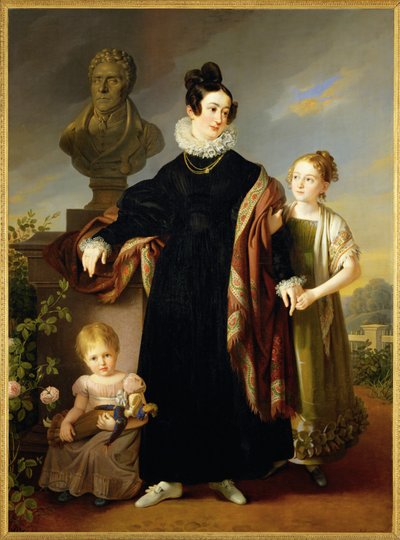 Freifrau Josefine Dietrich-Landsee, nylig enke, med sine to døtre Josephine og Anna (maleri på lerret) av Johann Peter Krafft