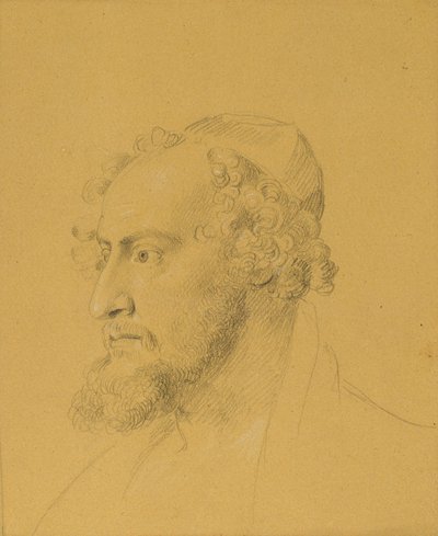Hodestudie av en skjeggete mann av Johann Peter Krafft
