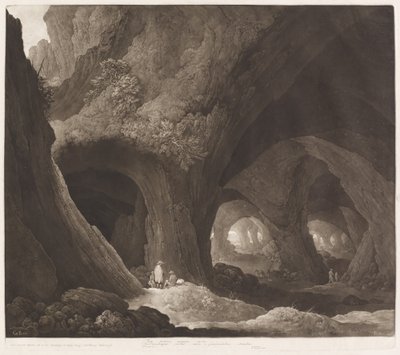 Reisende i Gigantic Caverns av Johann Peter Pichler, after Guillam Dubois