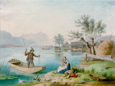 Fiskers familie ved Chiemsee av Johann Philipp Heinel