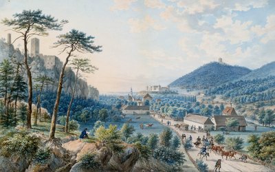 Utsikt over Weilburg-palasset i Baden nær Wien av Johann Raulino