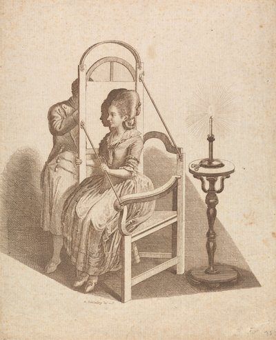 Kunstner som tegner en kvinnes silhuett av Johann Rudolph Schellenberg