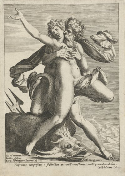 Caenis omfavnet av Neptun av Johann Sadeler (I)