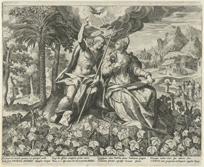 Kristus og hans brud i en vingård Song of Solomon (serietittel) Canticum Canticorum (serietittel) av Johann Sadeler (I)