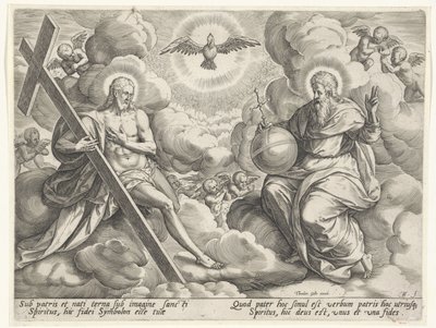 Den hellige treenighet i skyene av Johann Sadeler (I)