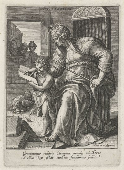 Grammatikk (tittel på objekt) De syv liberale kunstene (artes liberales) (serietittel) av Johann Sadeler (I)
