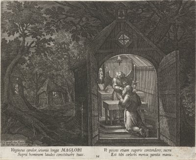 Saint Maglor som eremitt Eremitter (serietittel) Oraculum Anachoreticum (serietittel) av Johann Sadeler (I)