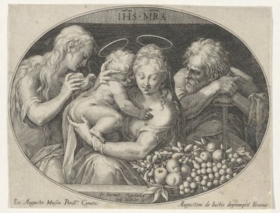 Hellig familie med Saint Anna av Johann Sadeler (I)