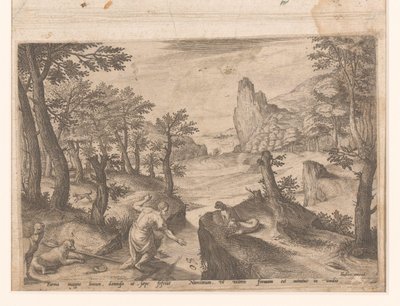 Landskap med fallende Ikaros av Johann Sadeler (I)