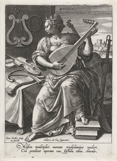 Musikk Musica (tittel på objekt) De syv liberale kunstene (artes liberales) (serietittel) av Johann Sadeler (I)