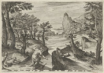Narcissus-landskap med mytologiske scener (serietittel) av Johann Sadeler (I)