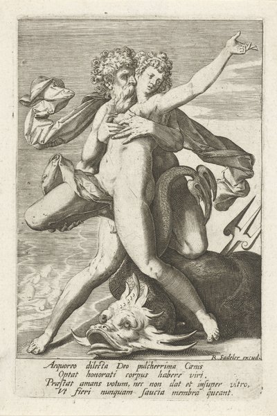 Neptun overrasker Caenis av Johann Sadeler (I)