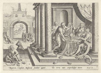 Pest av froskene og myggene Historien om Moses før utvandringen (serietittel) Historia plagarum in Aegiepto (serietittel) av Johann Sadeler (I)
