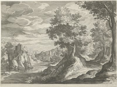 Elvelandskap med et slott av Johann Sadeler (I)