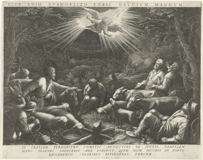 Bebudelse til hyrdene av Johann Sadeler (I)